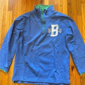 Mini Boden Blue Quarter-Zip Pullover with Green Accents